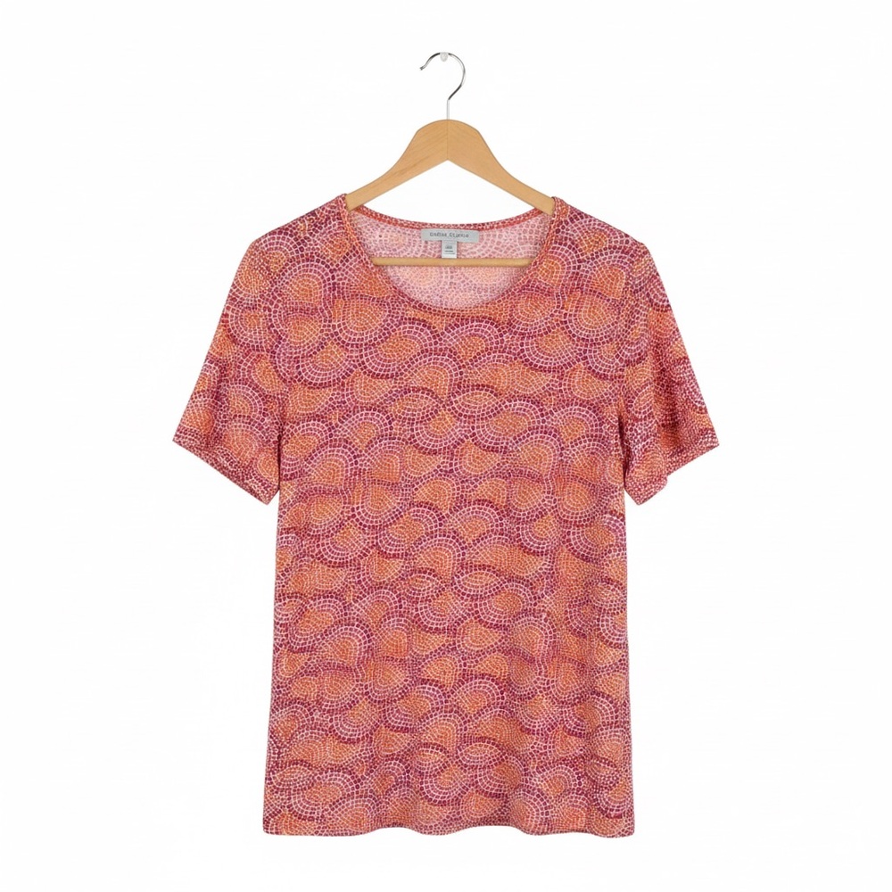 Jaclyn Smith NWOT Stretchy Patterned Short Sleeve Blouse